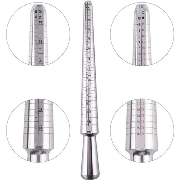 Metal Ring Mandrel Ring Sizer and Rubber Hammer Mallet Ring Sizer Gauge Set - Picture 2 of 8